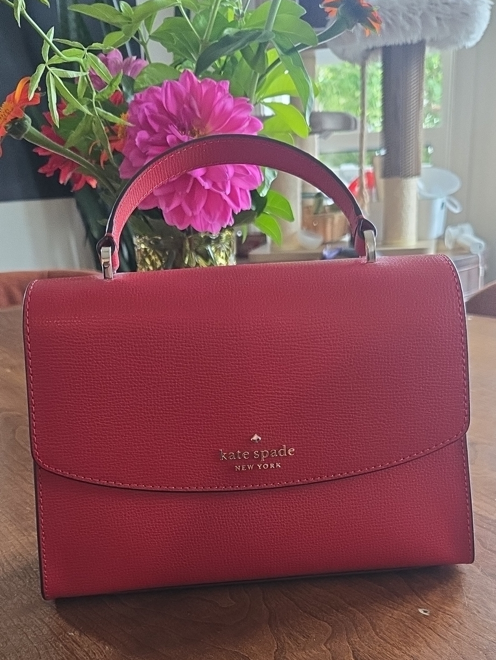 Kate Spade New York Red Leather Top-Handle Bag W Crossbody